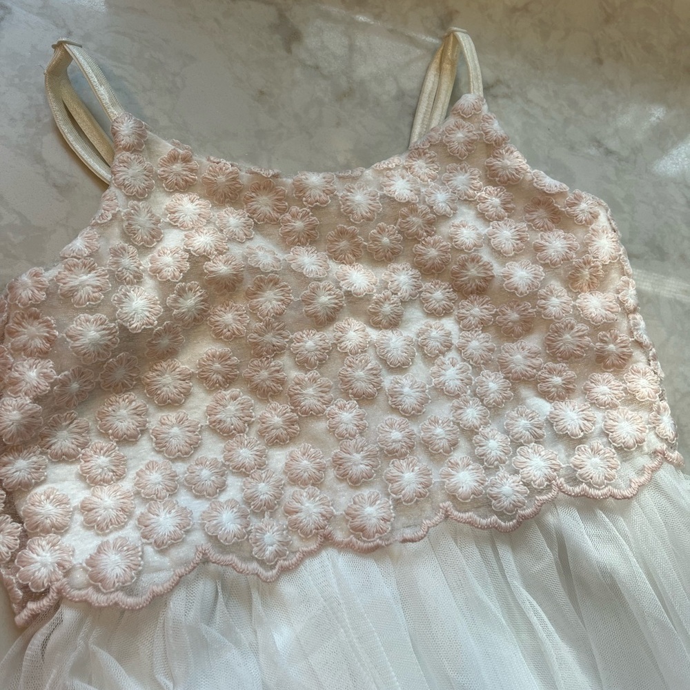 Zenzi white tulle tiered dress with embroidery size 4/5